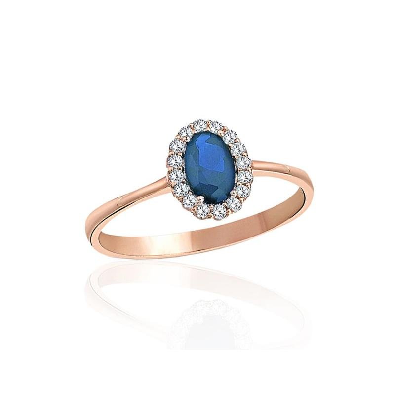 Gold ring, Red Gold 585°, Zirkons