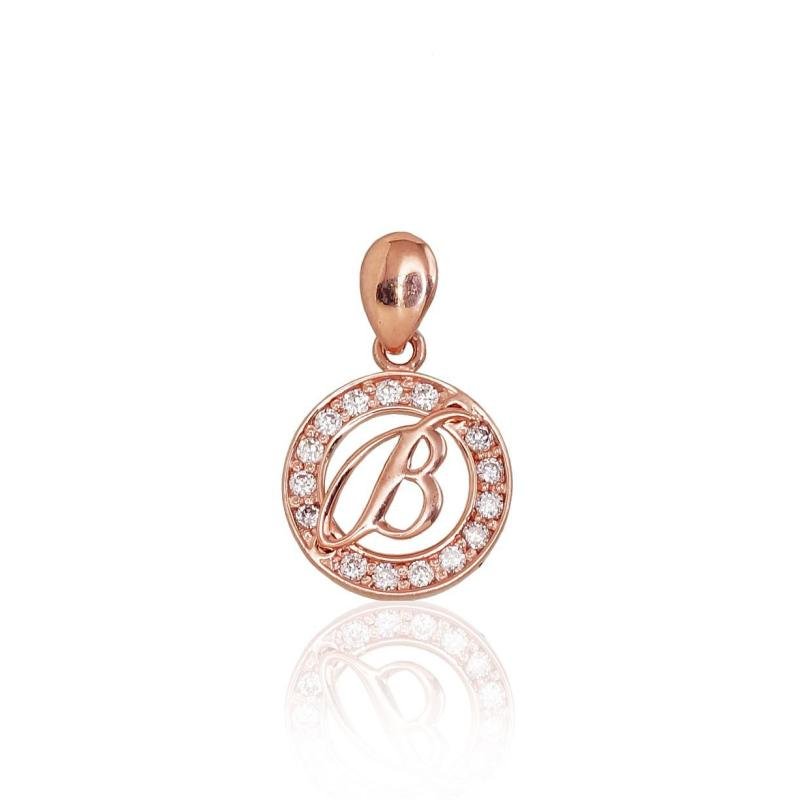 Gold pendant, Red Gold 585°, Zirkons