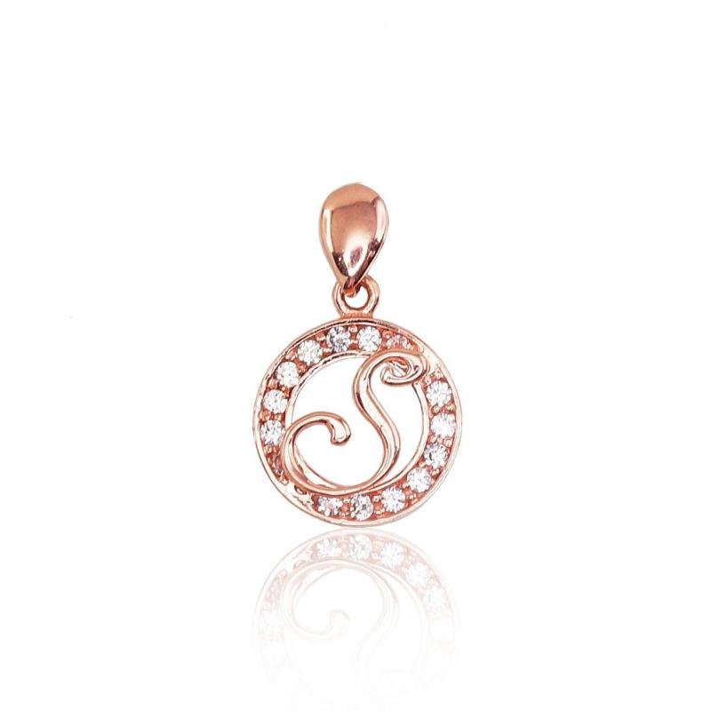 Gold pendant, Red Gold 585°, Zirkons