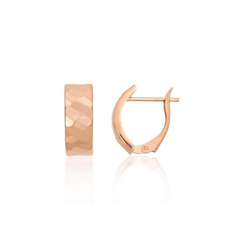 Gold earrings with 'english' lock, Red Gold 585°