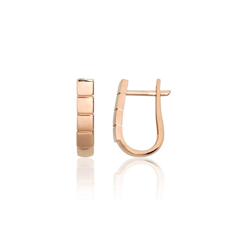 Gold earrings with 'english' lock, Red Gold 585°