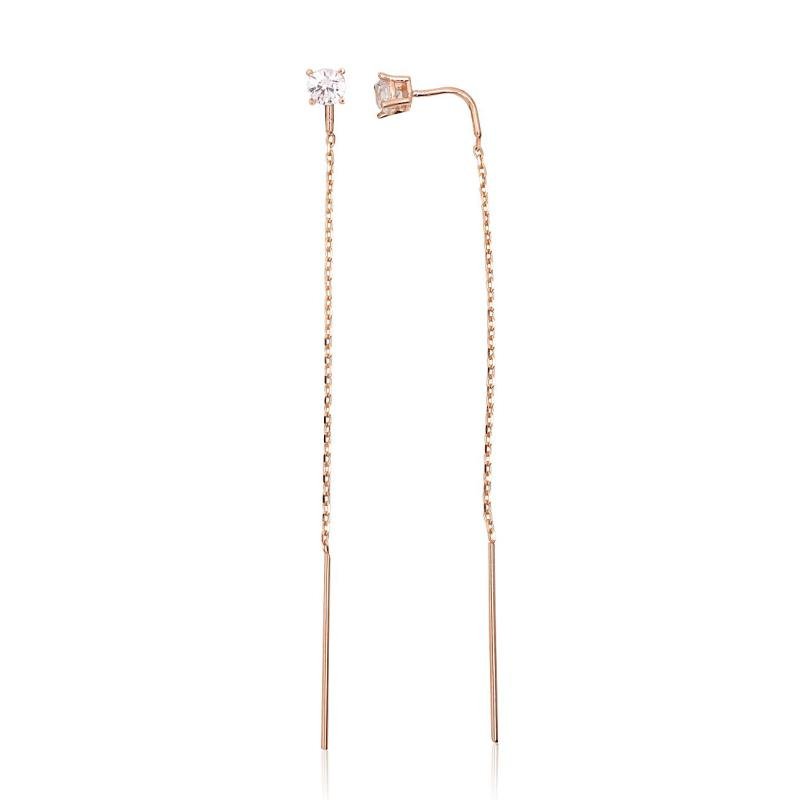 Gold Earrings, Red Gold 585°, Zirkons