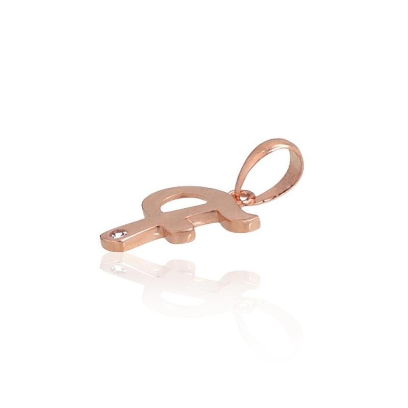 Gold pendant, Red Gold 585°, Zirkons
