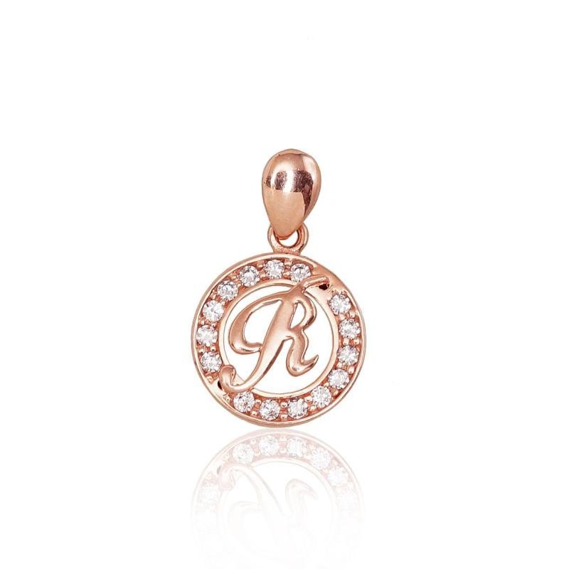 Gold pendant, Red Gold 585°, Zirkons