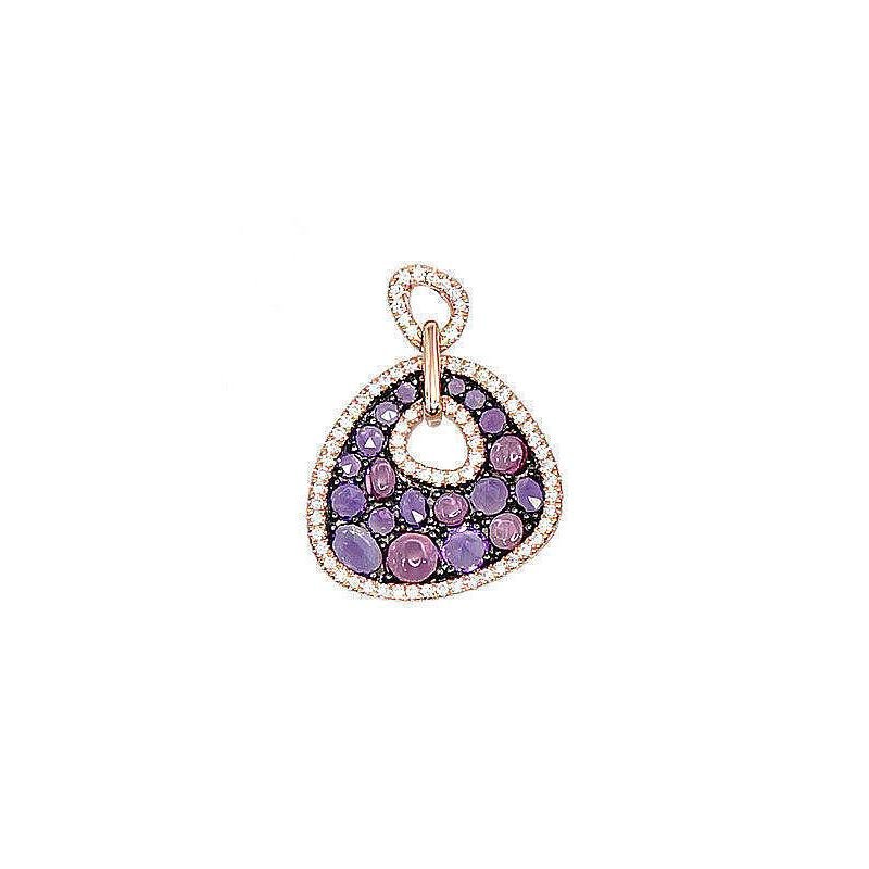 Gold pendant, Red Gold 585°, Diamonds, Amethyst, Rodolite