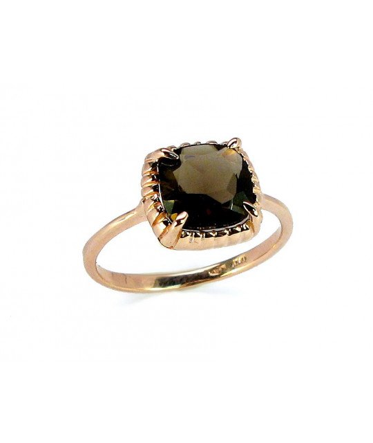 Gold ring, Red Gold 585°, Smoky Quarz