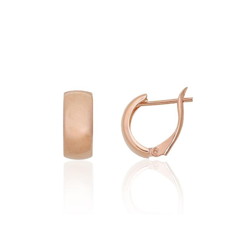 Gold earrings with 'english' lock, Red Gold 585°