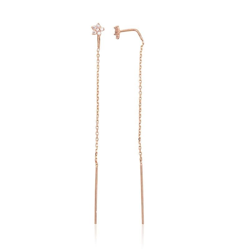 Gold Earrings, Red Gold 585°, Zirkons