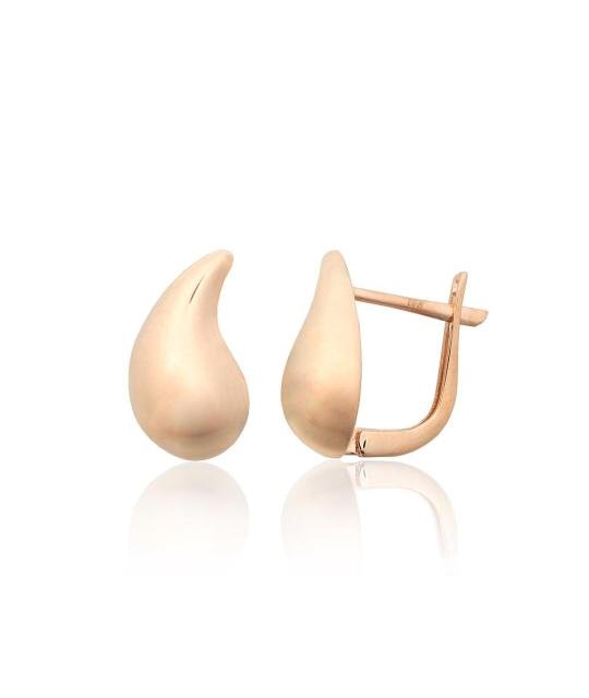 Gold earrings with 'english' lock, Red Gold 585°