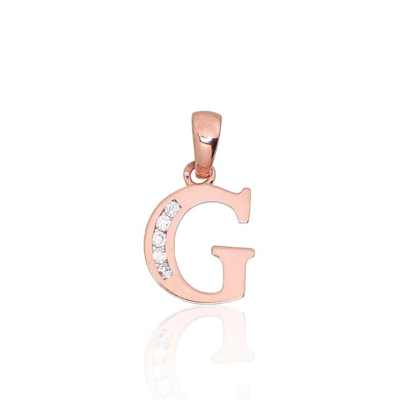Gold pendant, Red Gold 585°, Zirkons