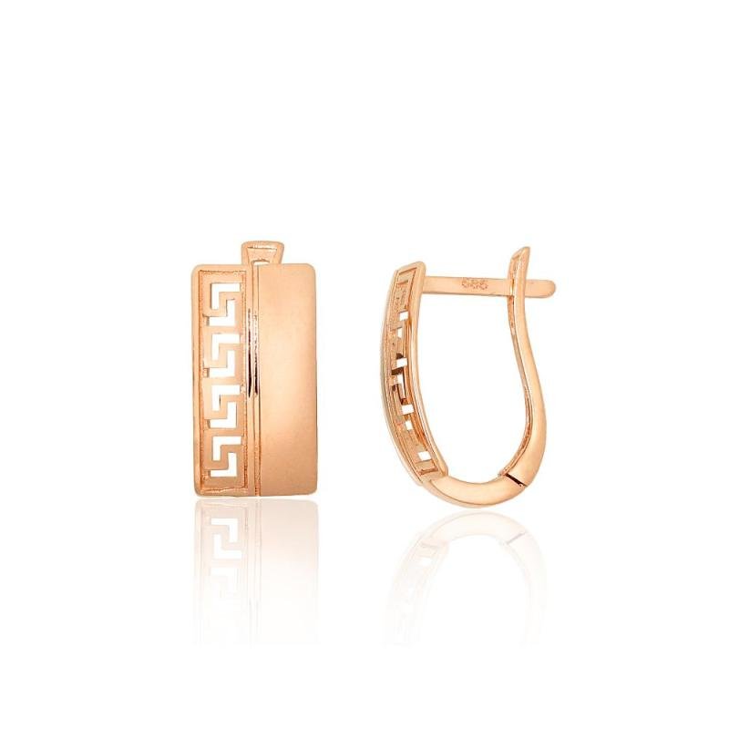Gold earrings with 'english' lock, Red Gold 585°