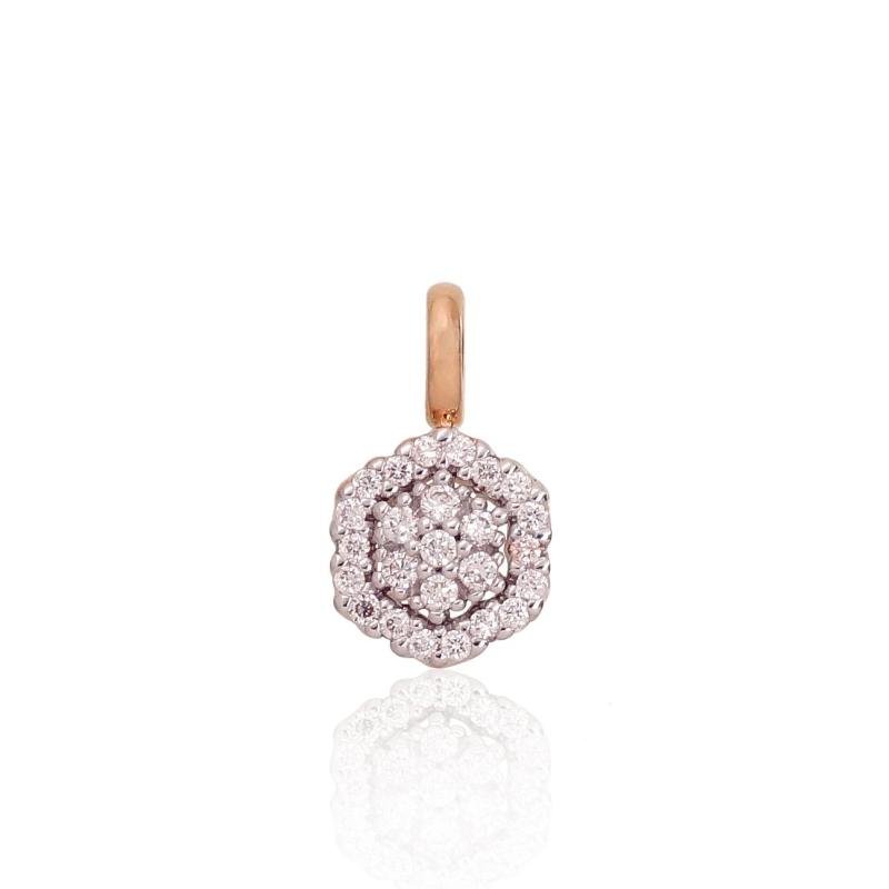 Gold pendant, Red Gold 585°, Rhodium (Plating), Diamonds
