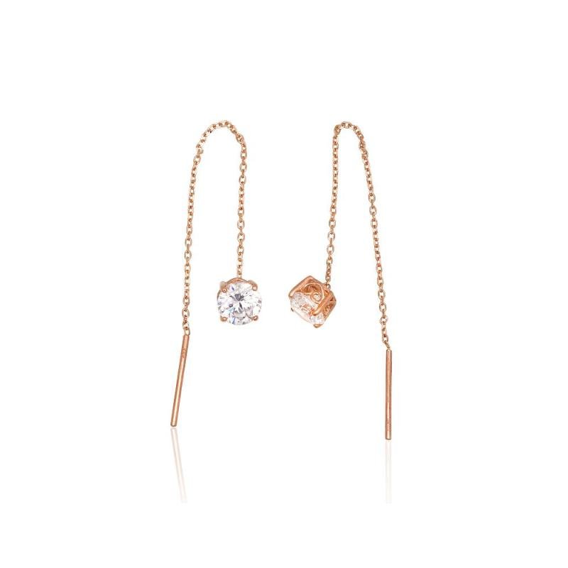 Gold Earrings, Red Gold 585°, Zirkons