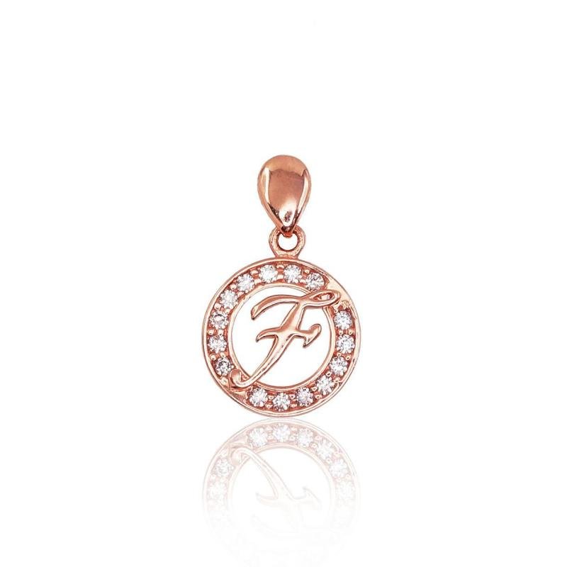 Gold pendant, Red Gold 585°, Zirkons