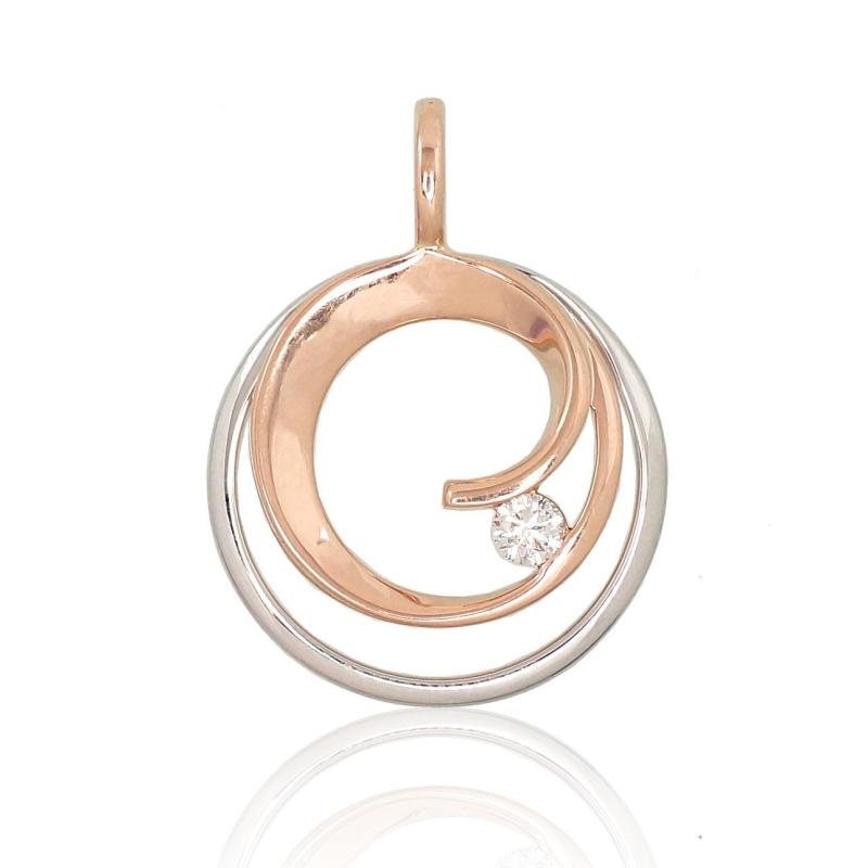 Gold pendant, White/Red Gold 585°, Diamonds