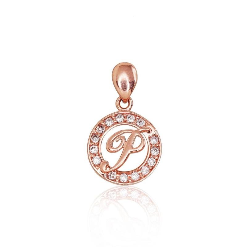 Gold pendant, Red Gold 585°, Zirkons