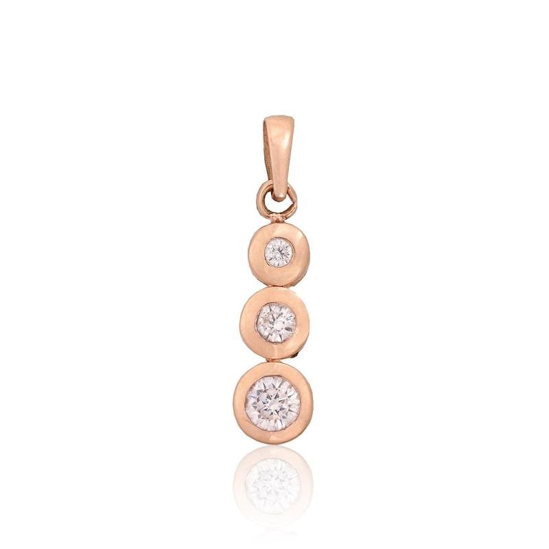 Gold pendant, Red Gold 585°, Zirkons