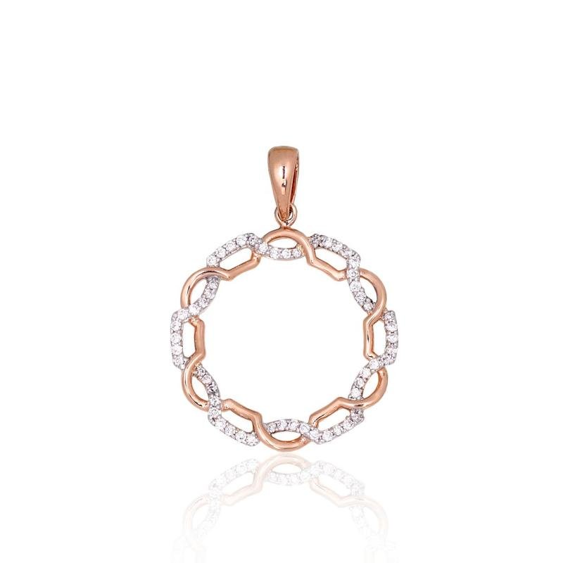 Gold pendant, Red Gold 585°, Rhodium (Plating), Diamonds