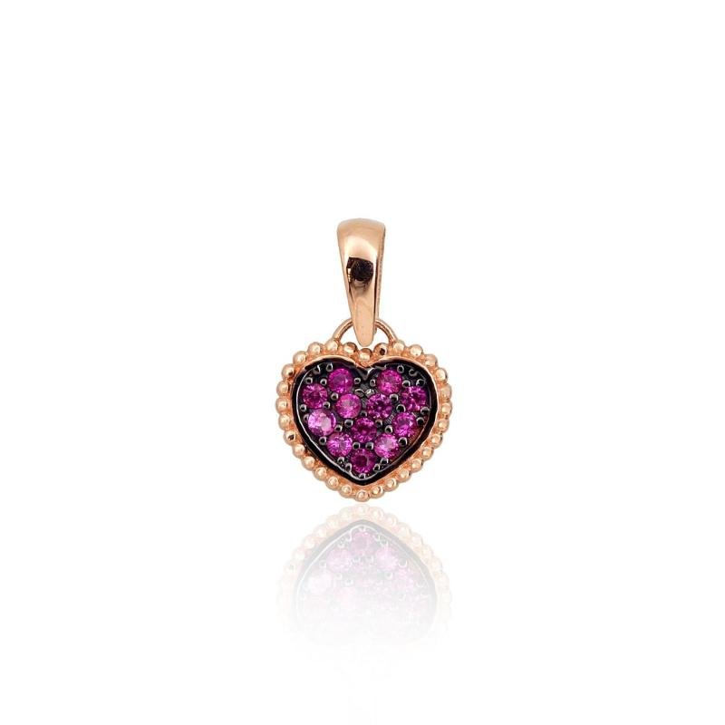 Gold pendant, Red Gold 585°, Rhodium (Plating), Zirkons