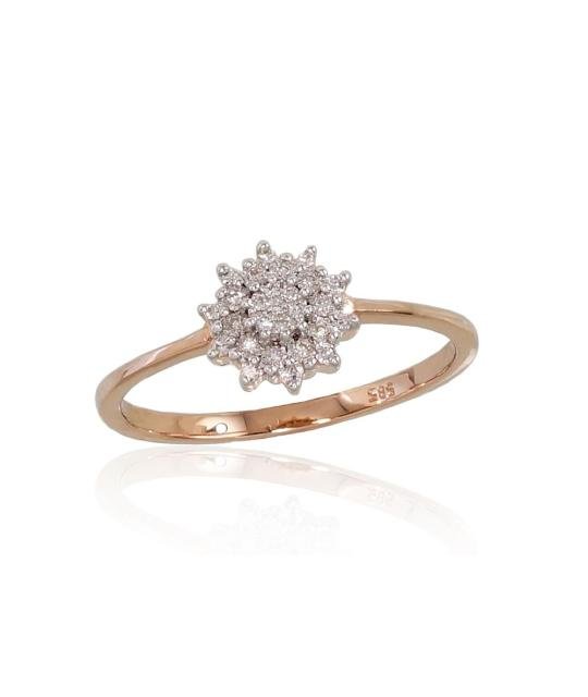 Gold ring, Red Gold 585°, Rhodium (Plating), Diamonds