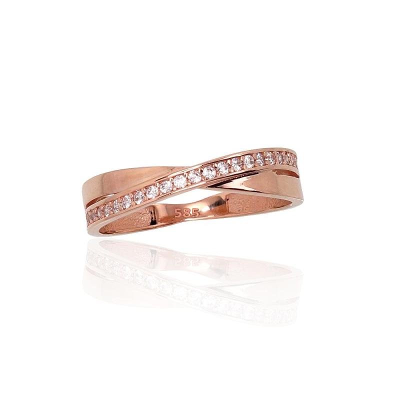 Gold ring, Red Gold 585°, Zirkons