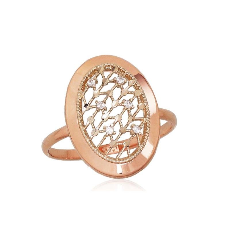 Gold ring, White/Red Gold 585°, Zirkons