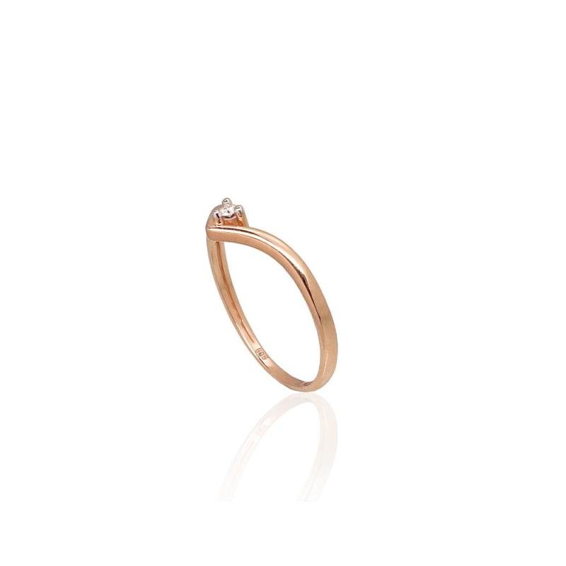 Gold ring, Red Gold 585°, Rhodium (Plating), Diamonds