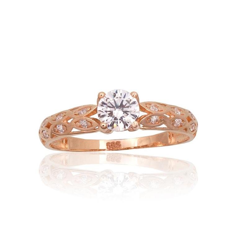 Gold ring, Red Gold 585°, Zirkons