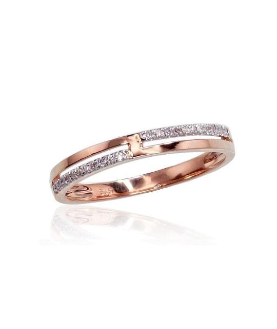 Gold ring, Red Gold 585°, Rhodium (Plating), Diamonds