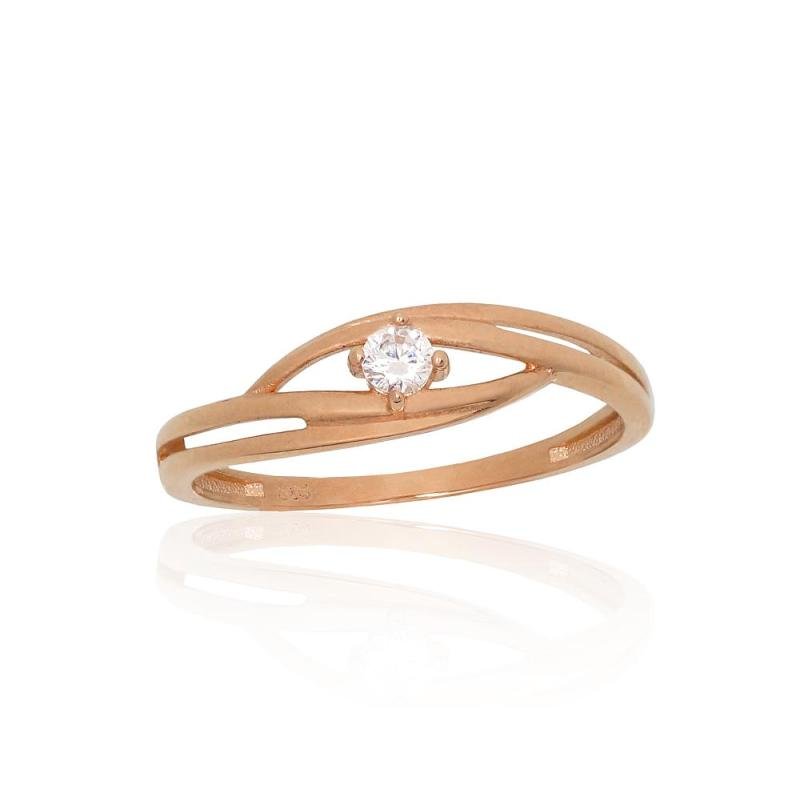 Gold ring, Red Gold 585°, Zirkons