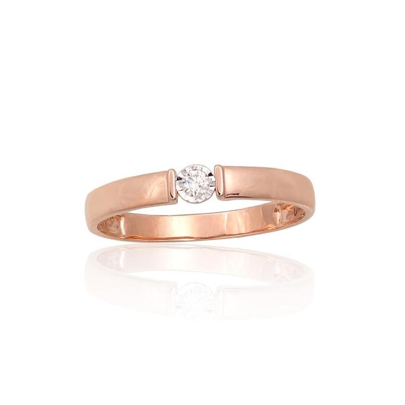 Gold ring, Red Gold 585°, Rhodium (Plating), Diamonds