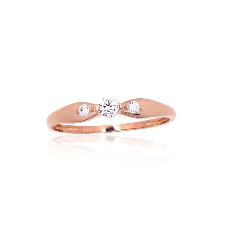 Gold ring, Red Gold 585°, Zirkons