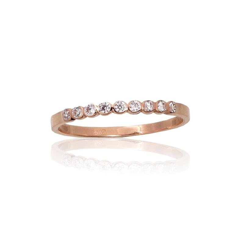 Gold ring, Red Gold 585°, Zirkons