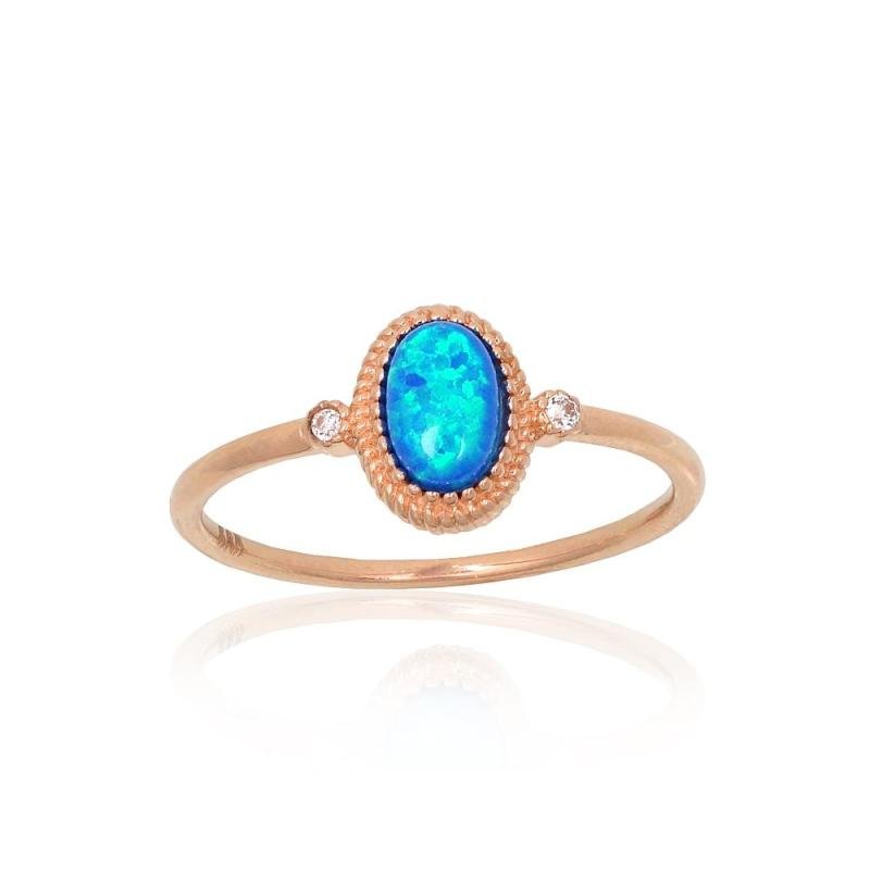 Gold ring, Red Gold 585°, Zirkons, Opalit