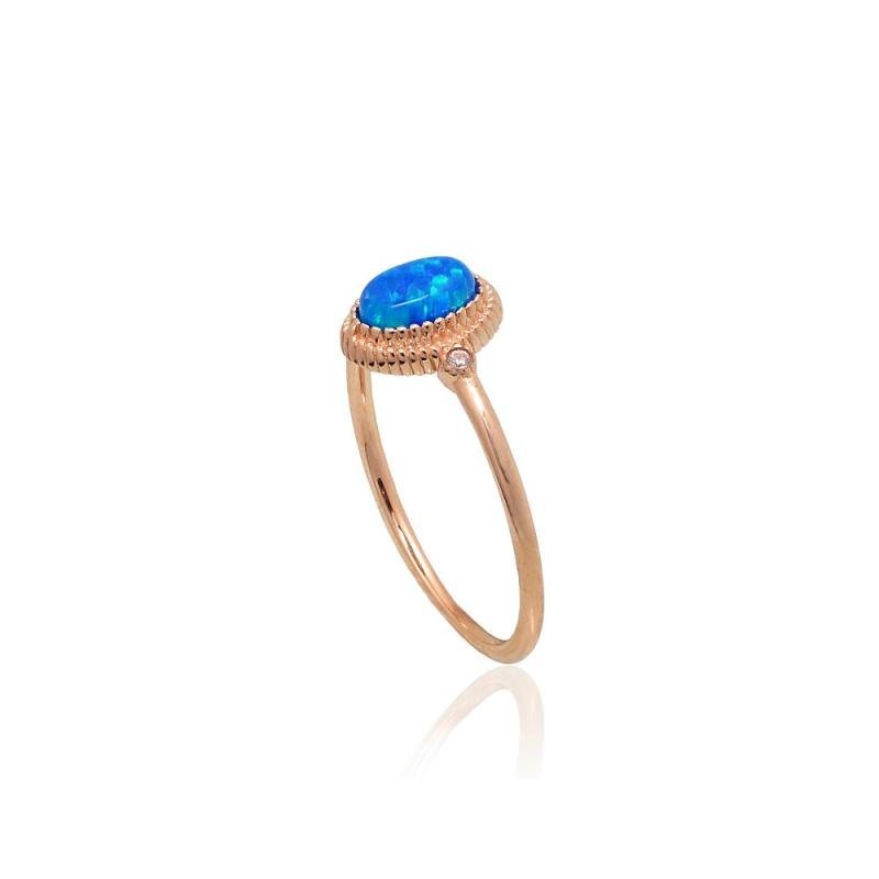 Gold ring, Red Gold 585°, Zirkons, Opalit