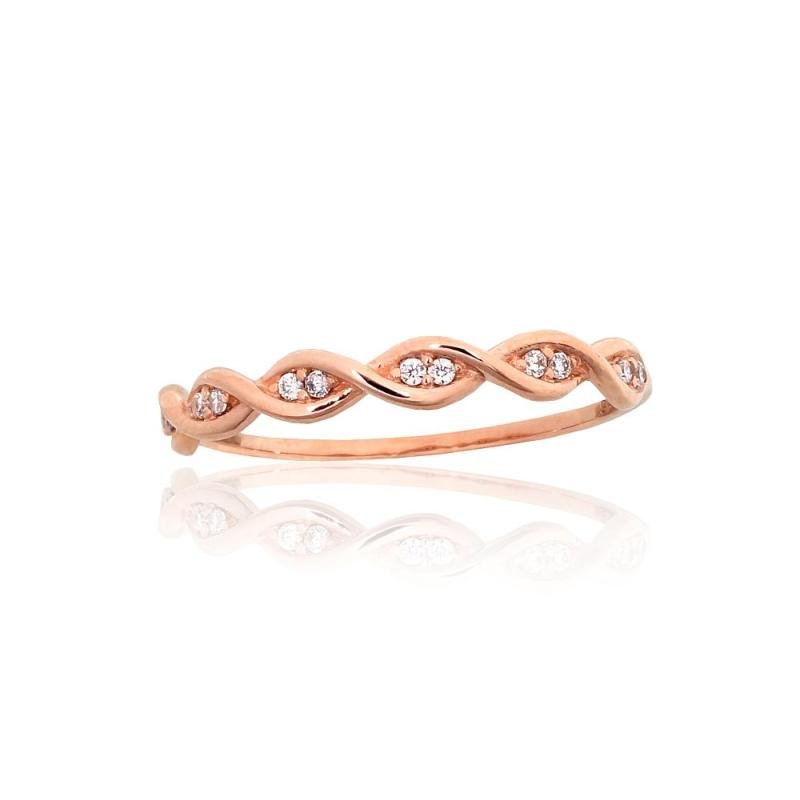 Gold ring, Red Gold 585°, Zirkons