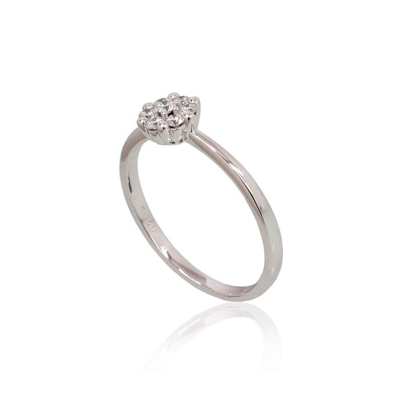Gold ring, White Gold 585°, Diamonds