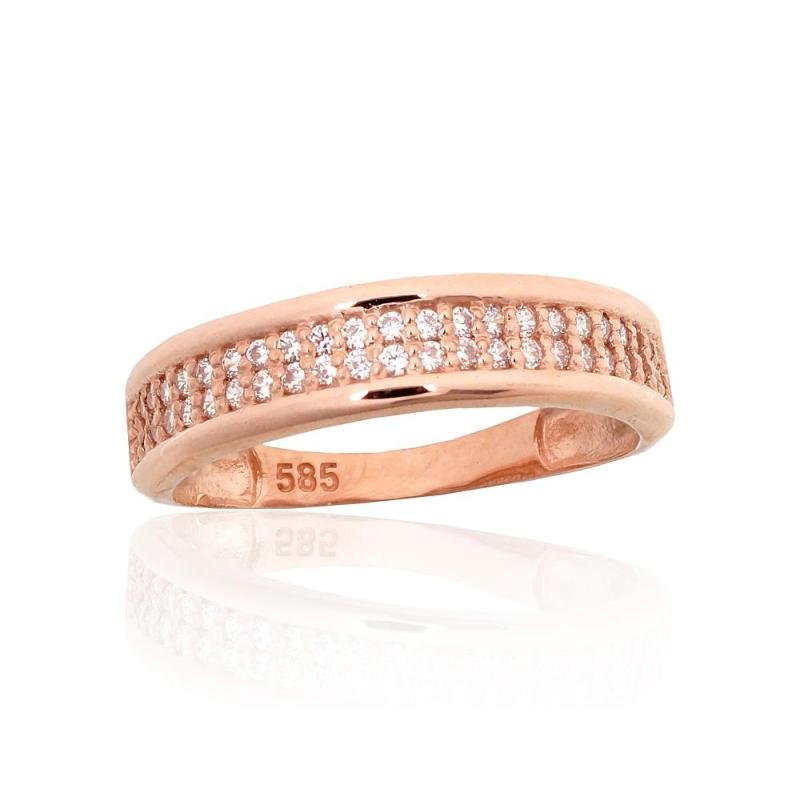 Gold ring, Red Gold 585°, Zirkons