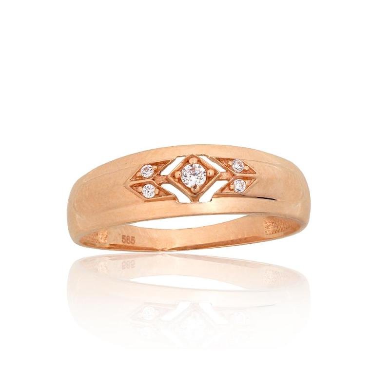 Gold ring, Red Gold 585°, Zirkons