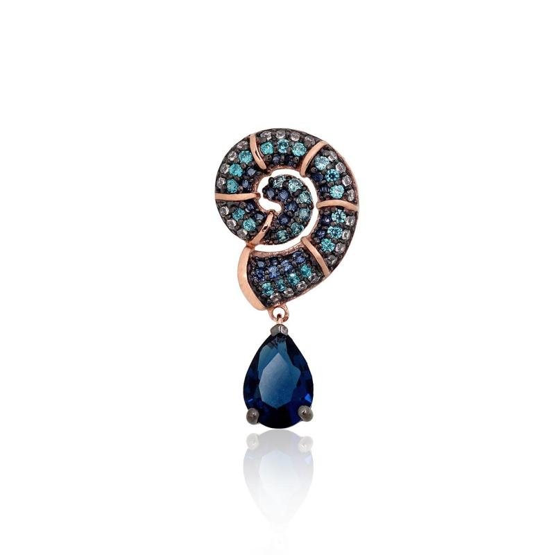 Gold pendant, Red Gold 585°, Rhodium (Plating), Zirkons