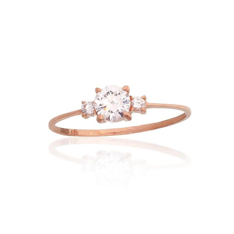 Gold ring, Red Gold 585°, Zirkons