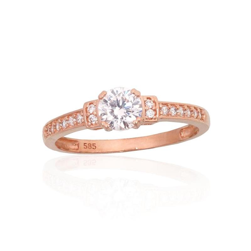 Gold ring, Red Gold 585°, Zirkons