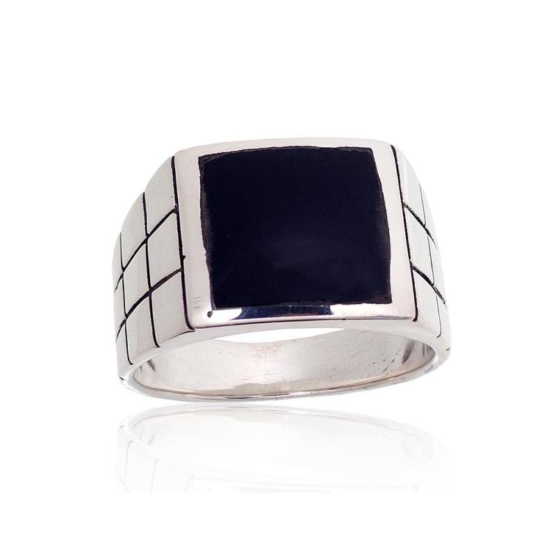 Silver ring, Silver 925°, oxide (Plating), Onix