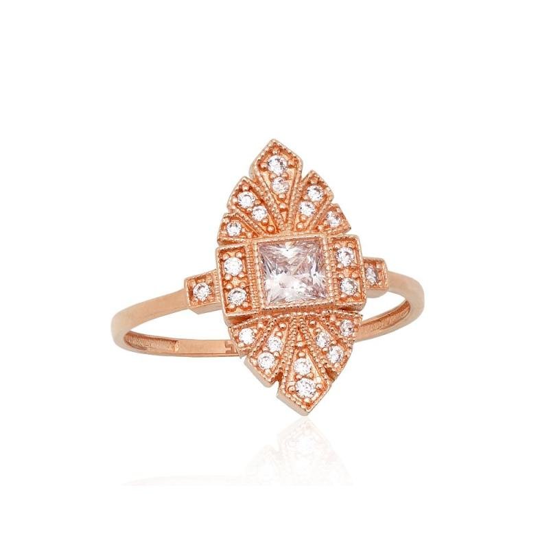 Gold ring, Red Gold 585°, Zirkons