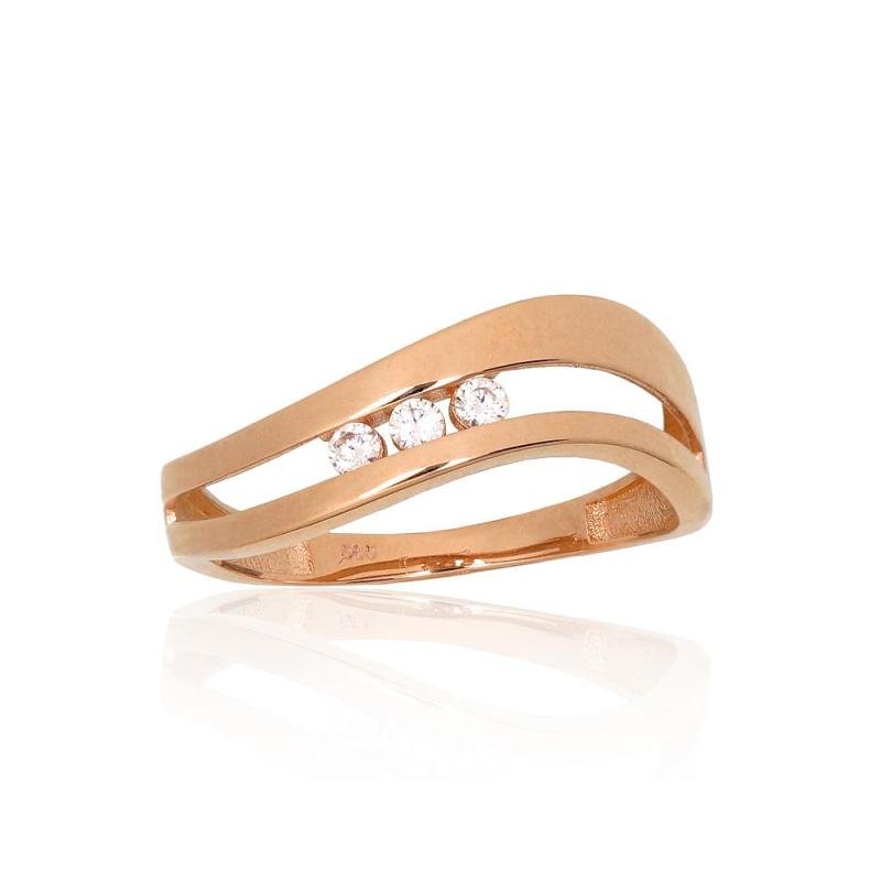 Gold ring, Red Gold 585°, Zirkons