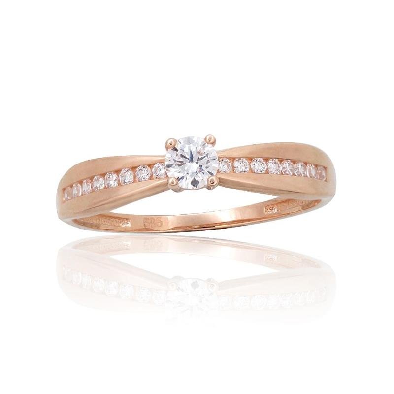 Gold ring, Red Gold 585°, Zirkons