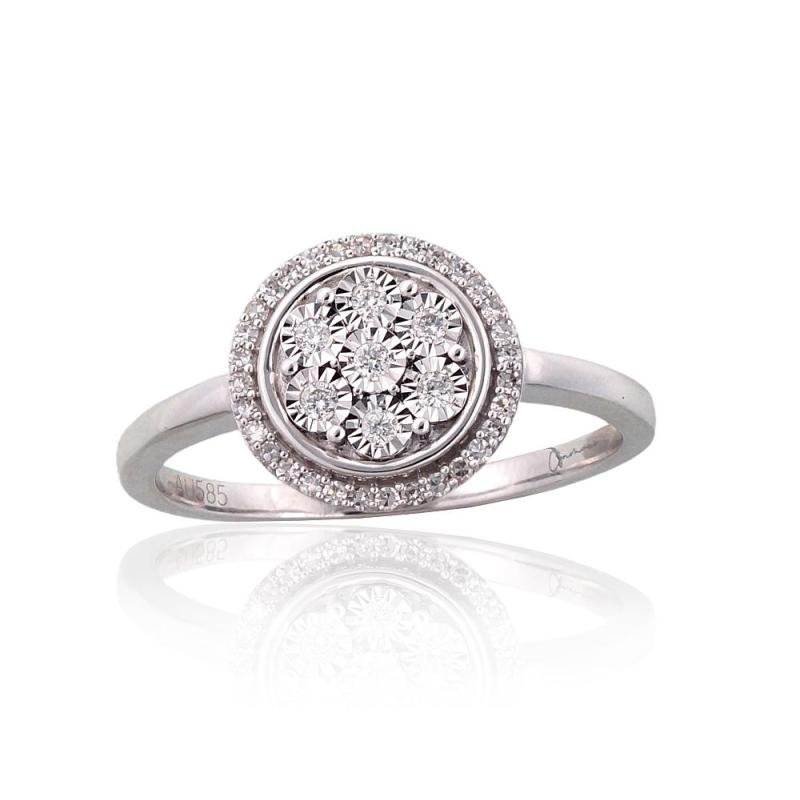 Gold ring, White Gold 585°, Diamonds