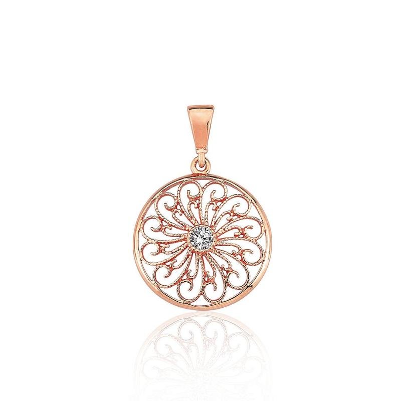 Gold pendant, Red Gold 585°, Zirkons