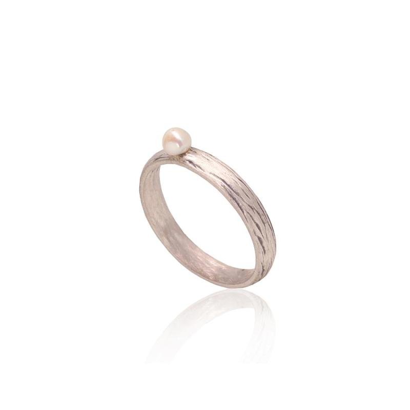 Silver ring, Silver 925°, oxide (Plating), Fresh-water Pearl