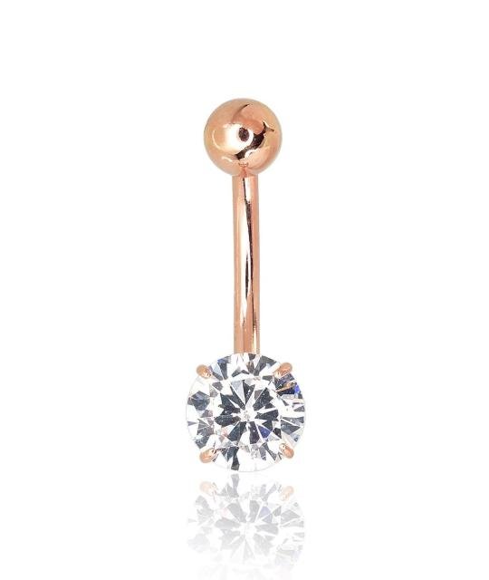 Gold piercing for navel, Red Gold 585°, Zirkons